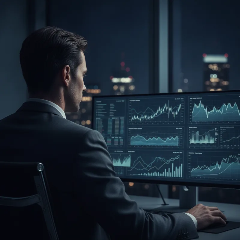 AI-driven market signals dashboard with live trend chart and confidence levels